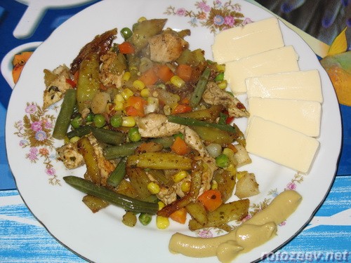 Мужская еда - картошка с овощами и филе